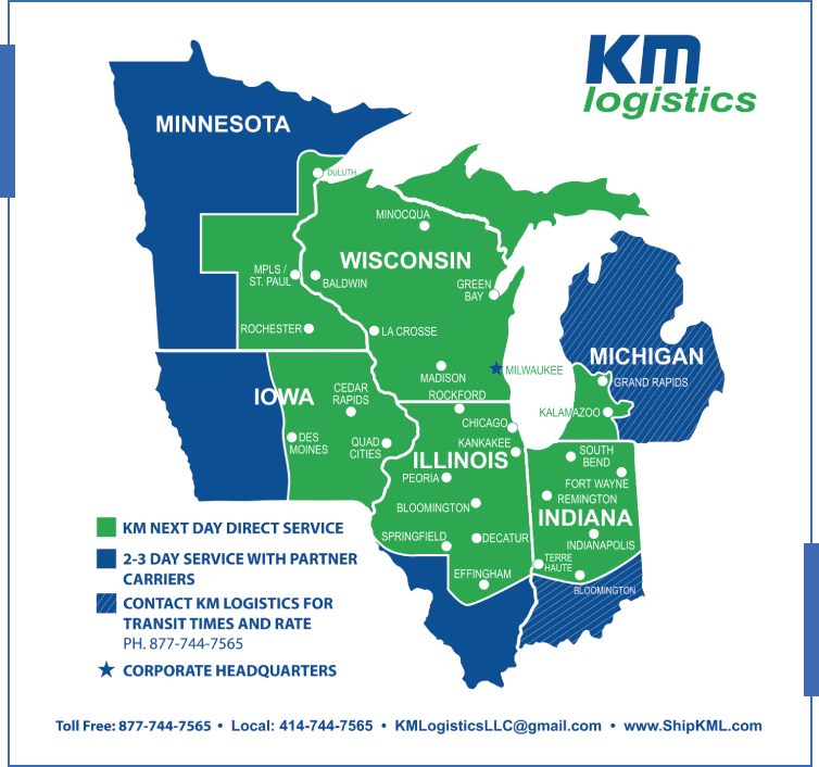 Image of areas of KM Logistics LTL